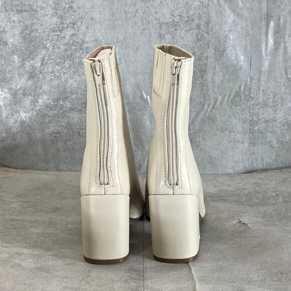 AQUA Women's Bone Leather Julie Square-Toe Block-Heel Booties SZ 6 - Picture 5 of 7